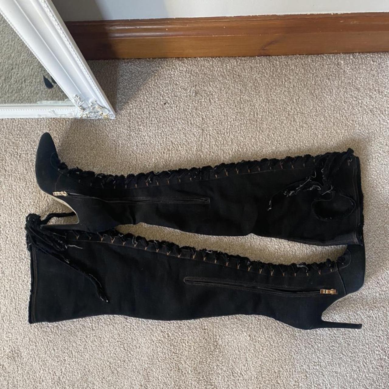 PLT Lace Up Over Knee High Heeled Boots • Good... - Depop