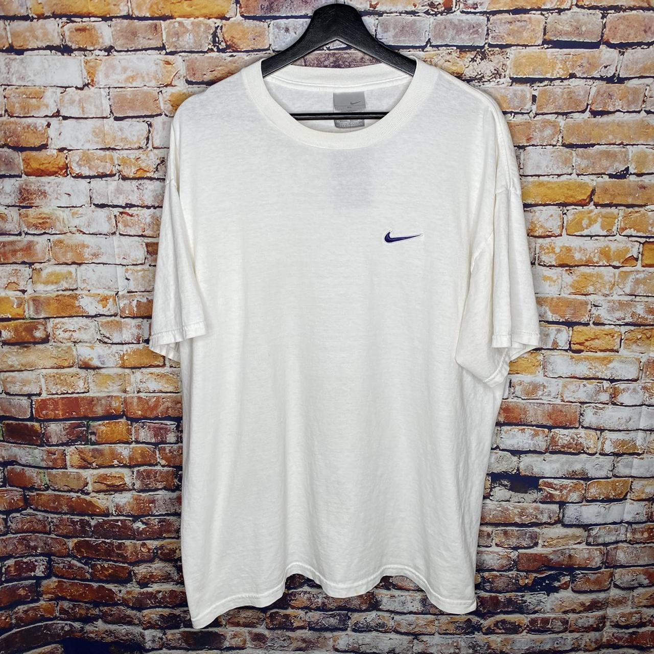 Vintage Nike Double Embroidered Swoosh Logo T Shirt... - Depop