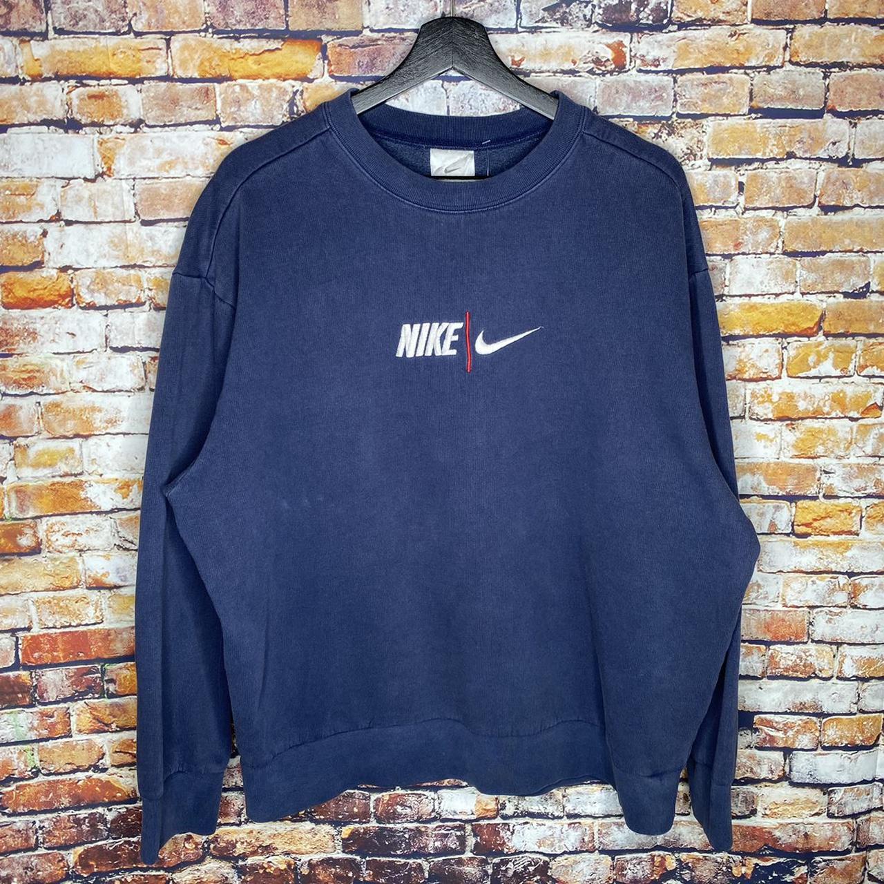 Vintage Nike Spell Out Embroidered Crewneck... - Depop