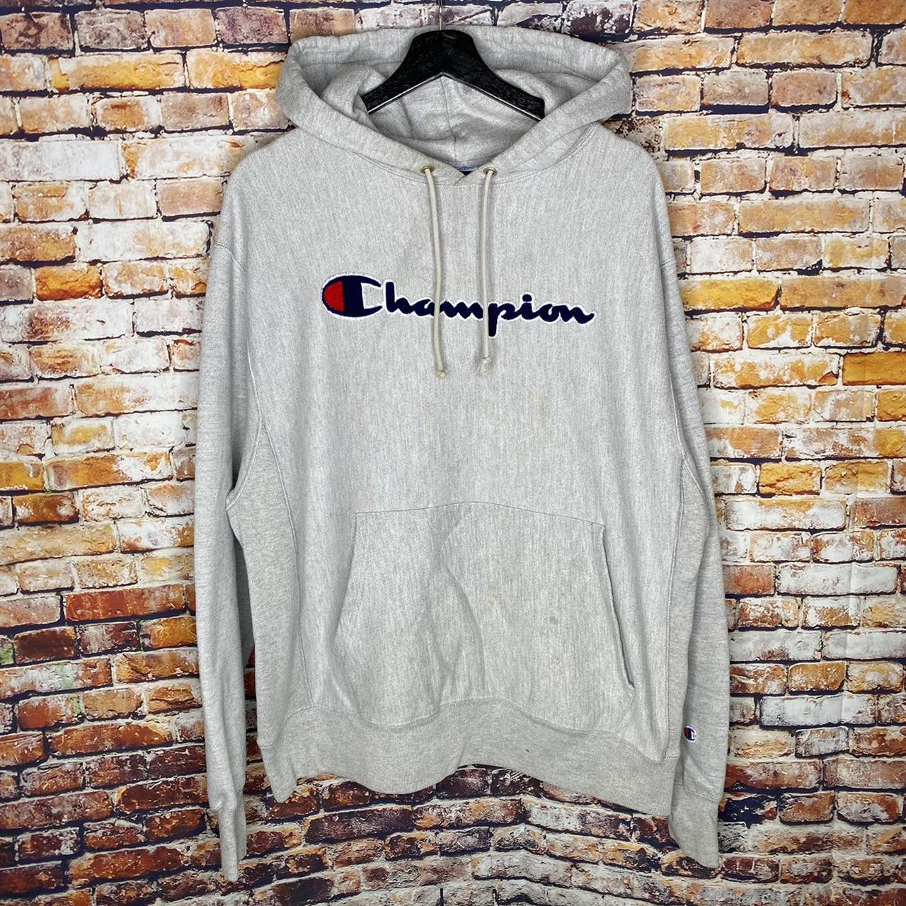 Vintage Champion Reverse Weave Hooded Sweatshirt... - Depop