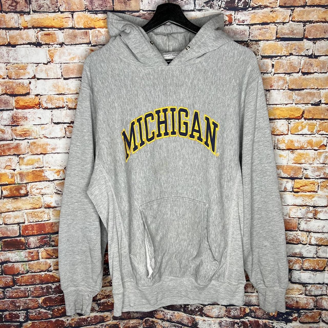 Vintage University Of Michigan Reverse Weave Hooded... - Depop