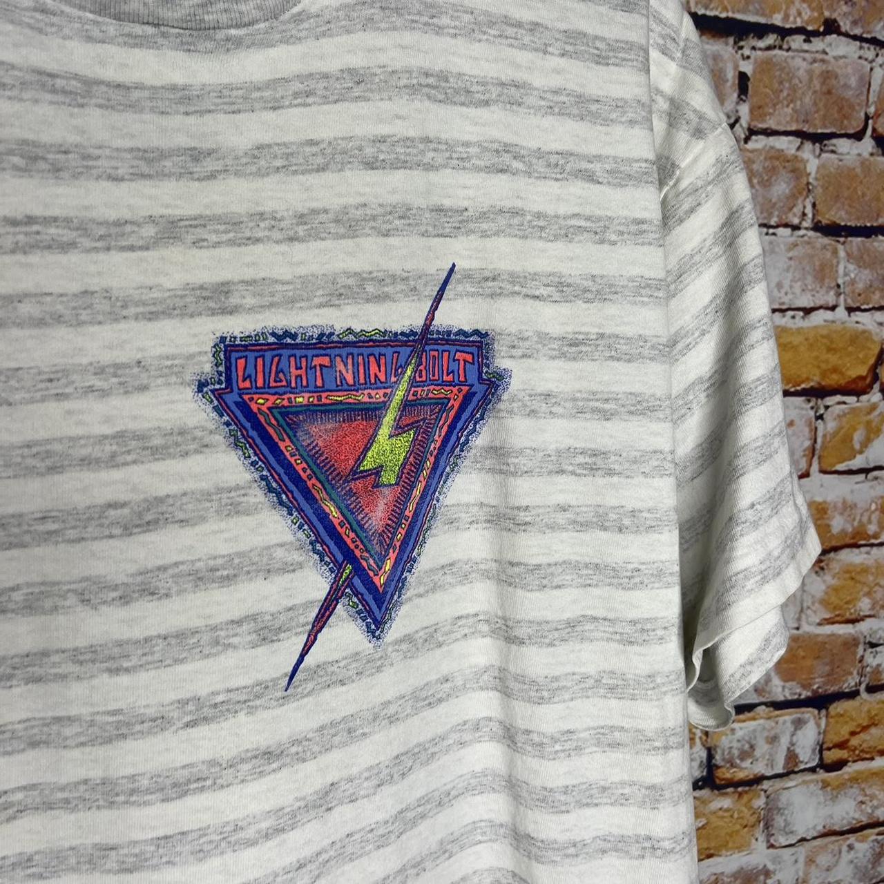 Vintage Lightning Bolt Striped T Shirt 90s, Size: L