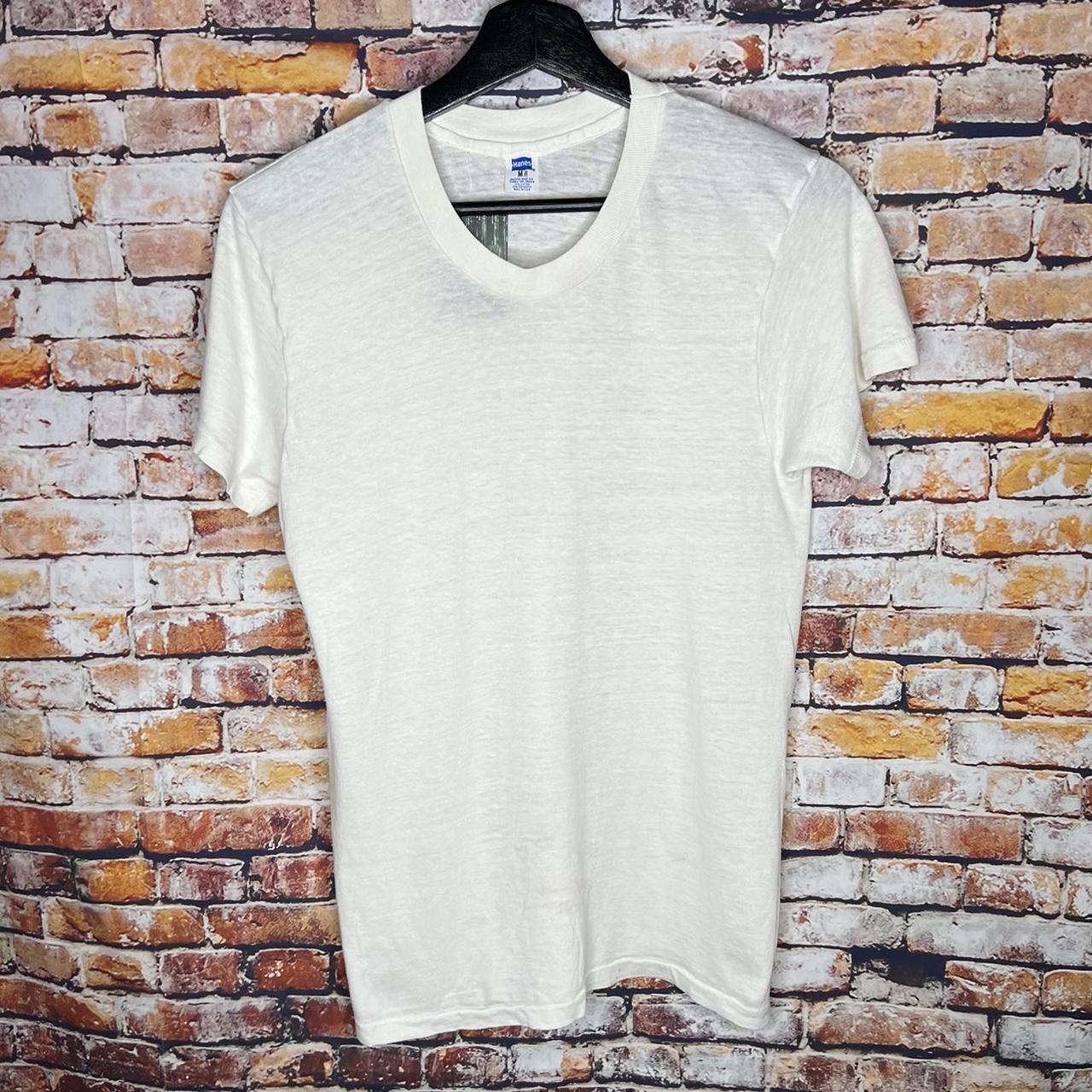 Vintage Hanes 1970s Blank T Shirt 70s Size: M... - Depop