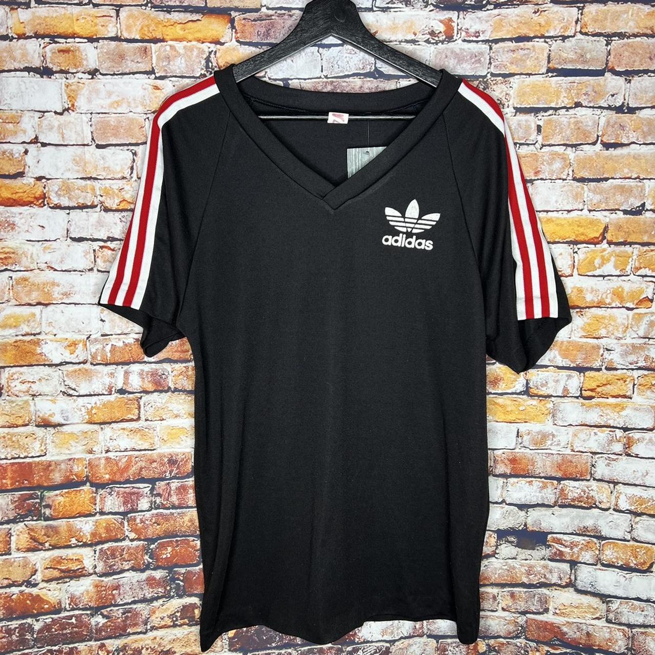 Vintage Adidas Trefoil 3 Stripes T Shirt 80s Size:... - Depop