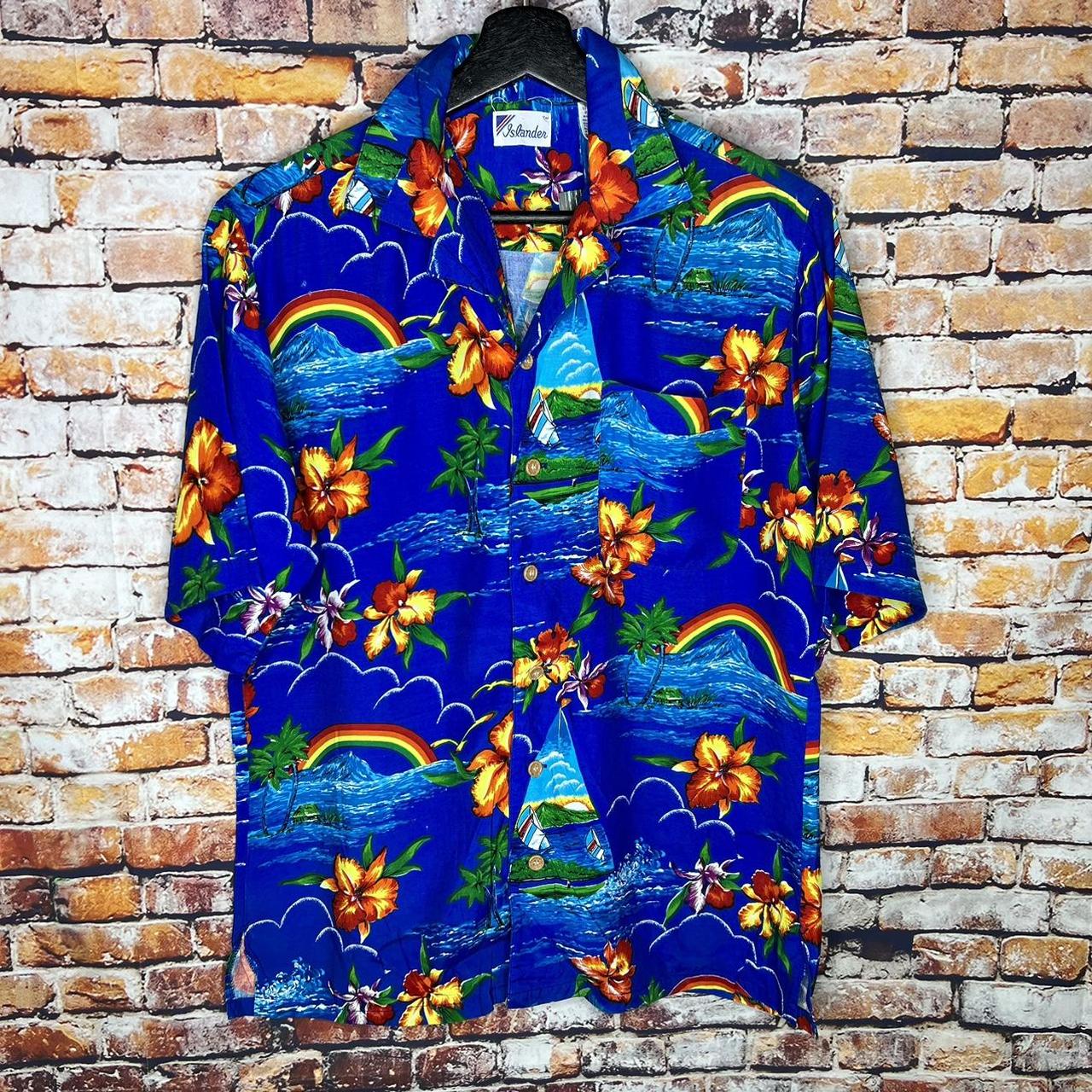 Vintage Rainbows Hawaiian Button Up Shirt 90s - Depop