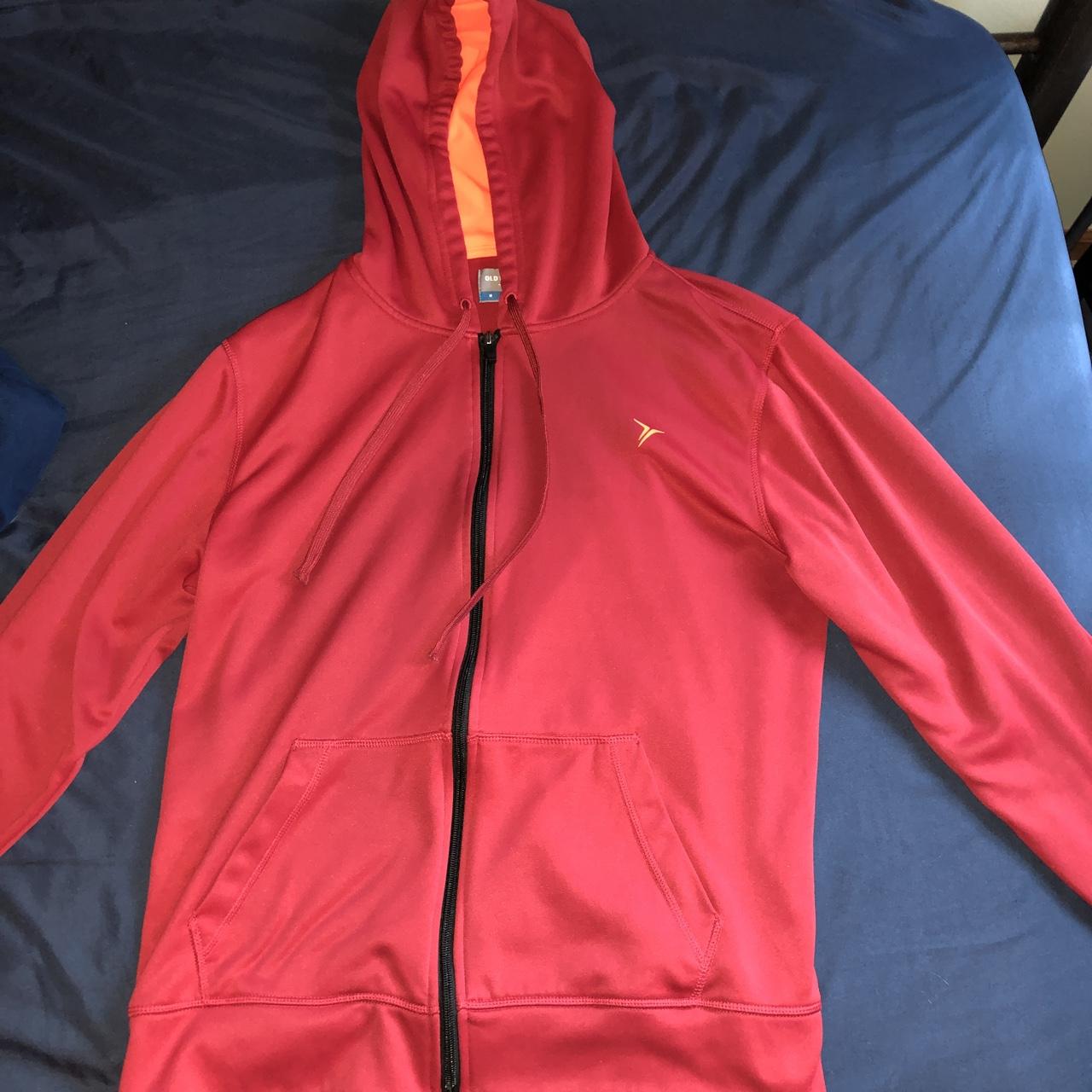 Mens red zip up active hoodie Size:... - Depop