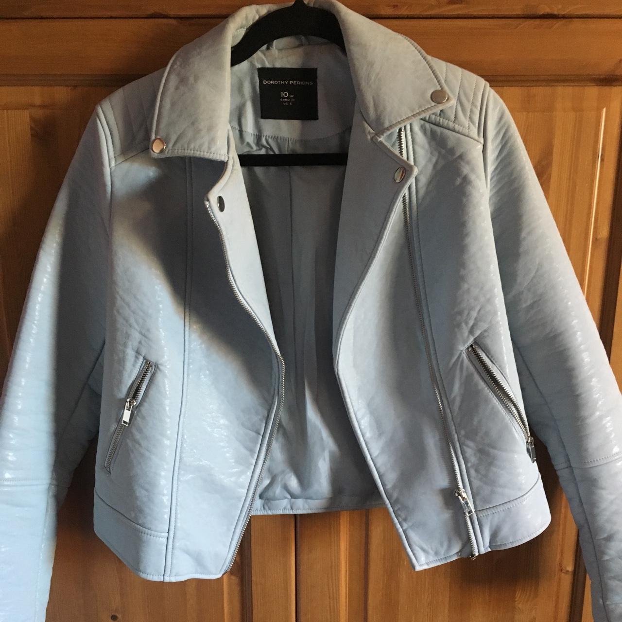 Dorothy Perkins baby blue faux leather jacket,