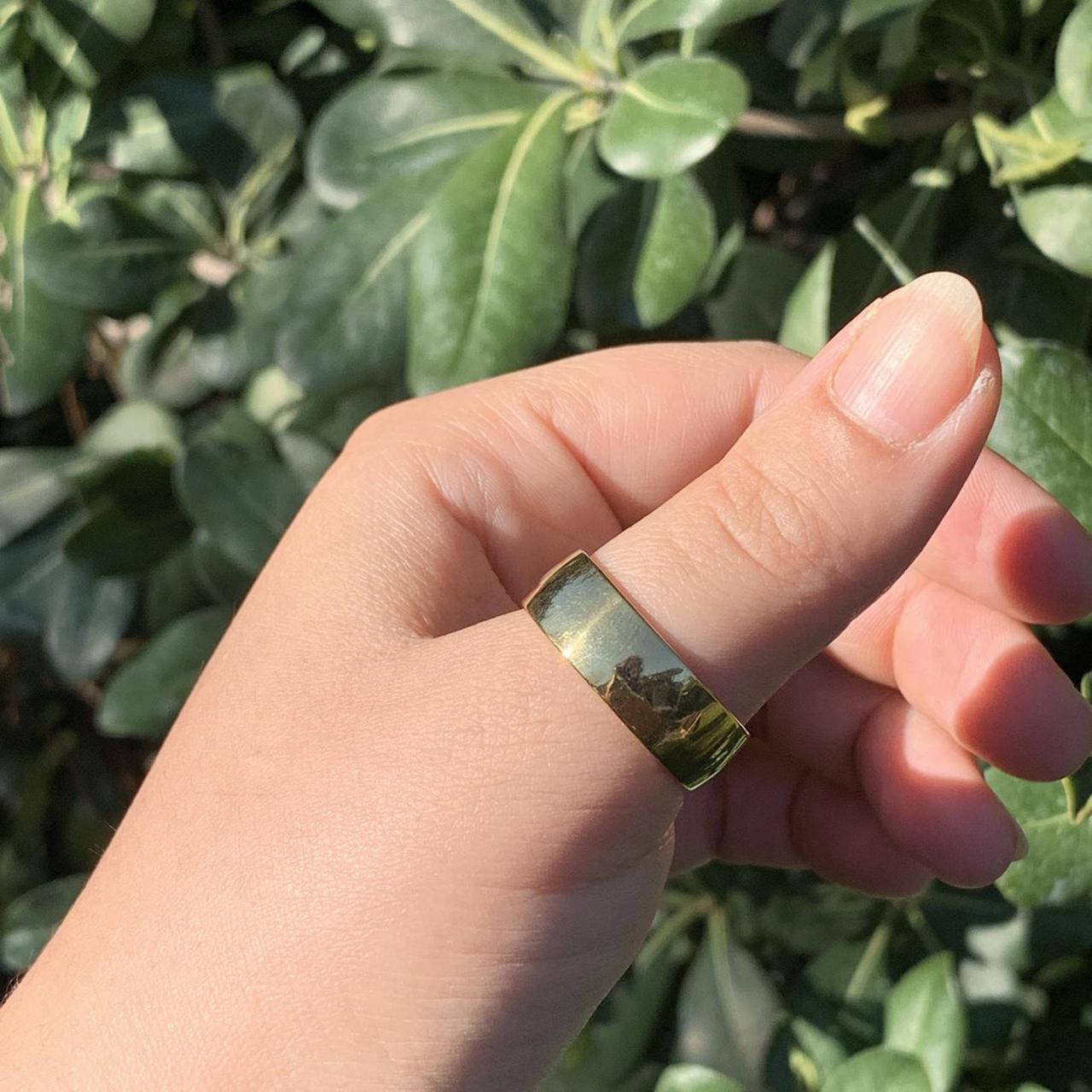 reflective gold band ring stainless steel never... - Depop