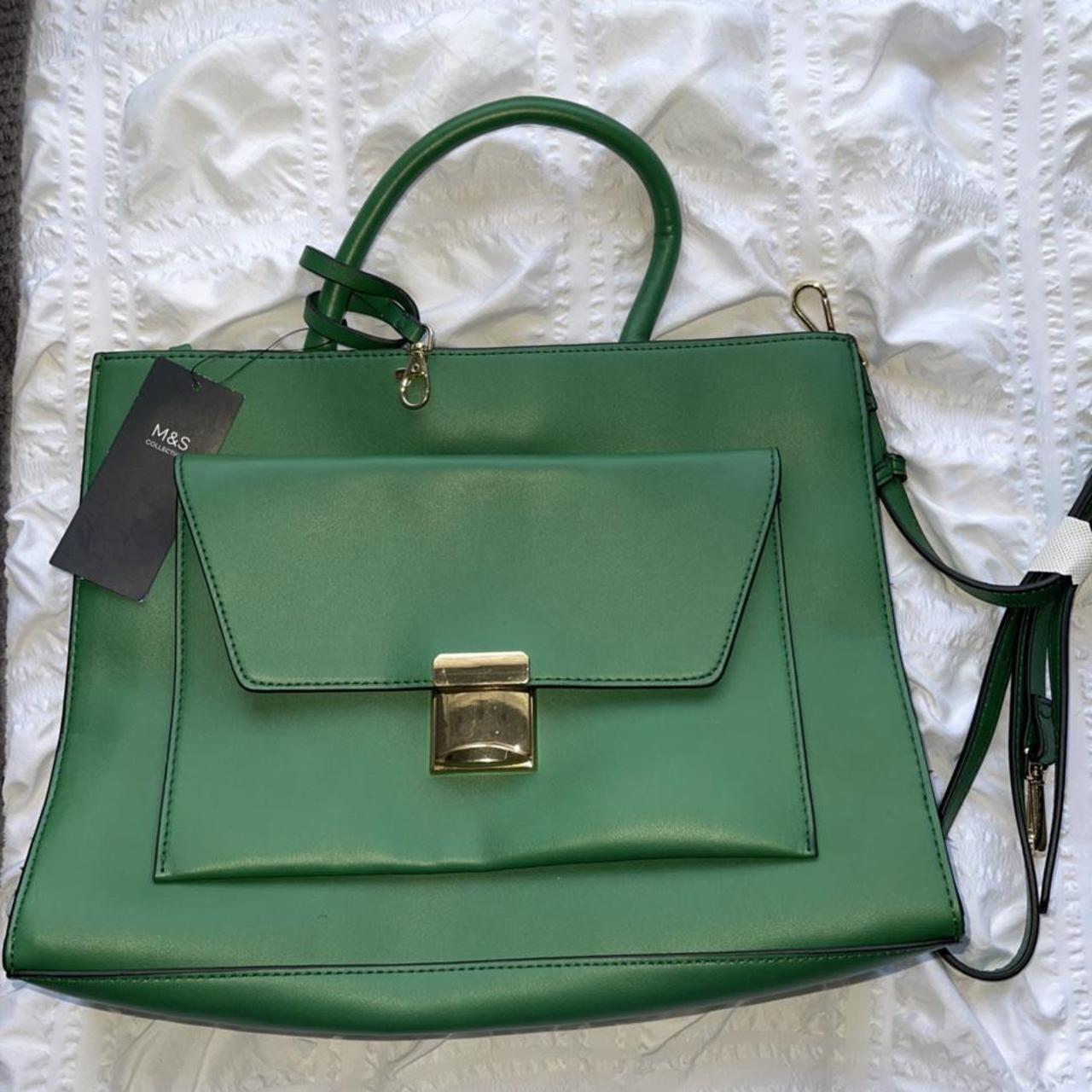 Green quilted faux leather crossbody bag/purse. CLN, - Depop