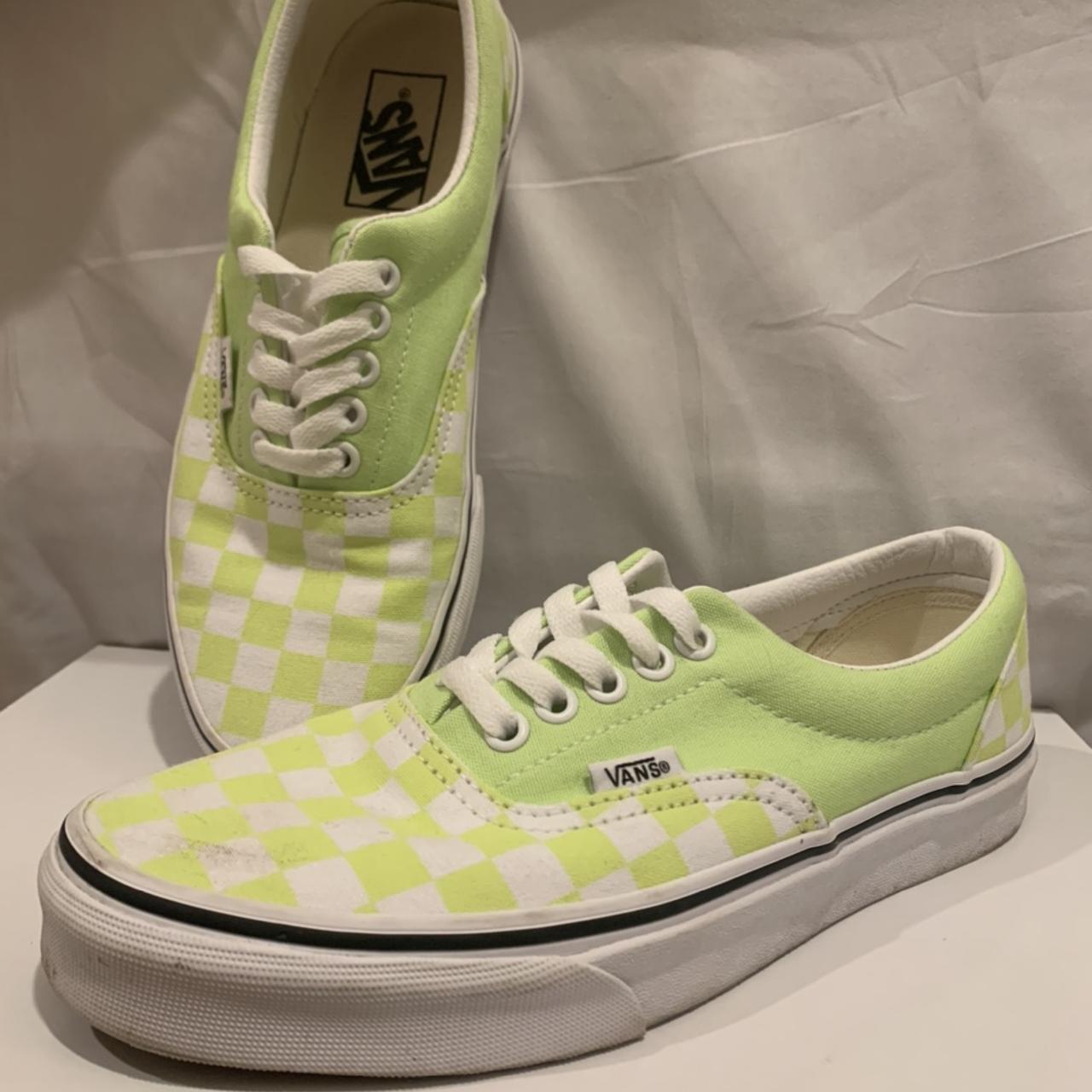 Lime green 2024 checkerboard vans