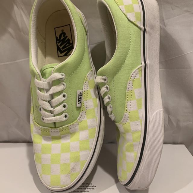 neon green checkered vans