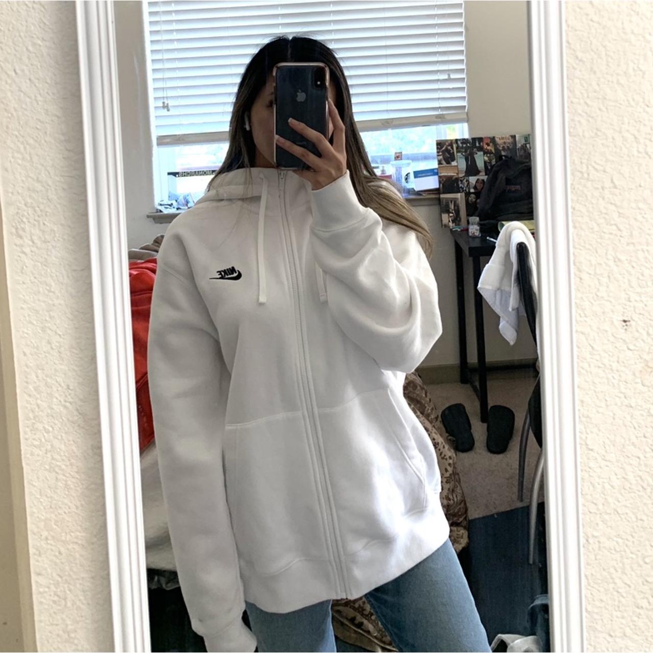 white nike hoodie zip up