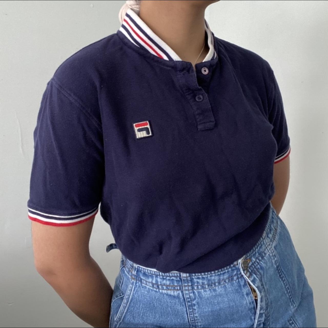 Navy blue, Fila, Polo shirt.. - Depop