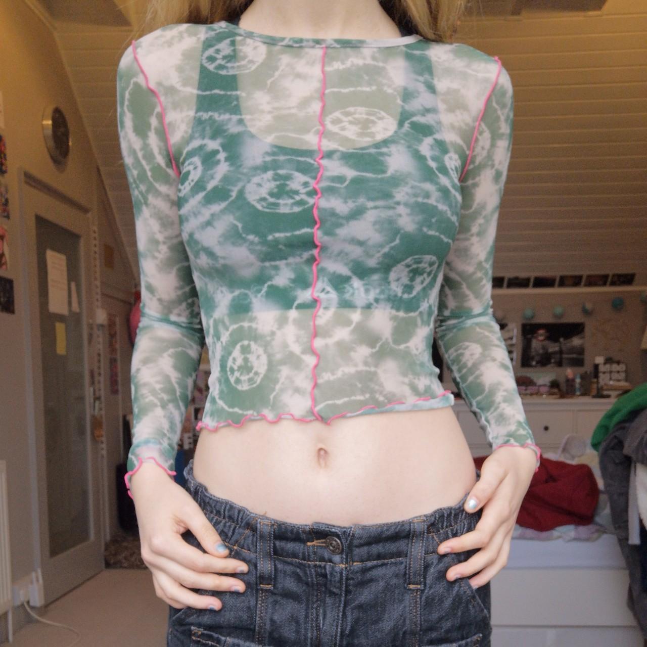 Urban outfitters mesh top 💚 Green tie dye mesh top... Depop