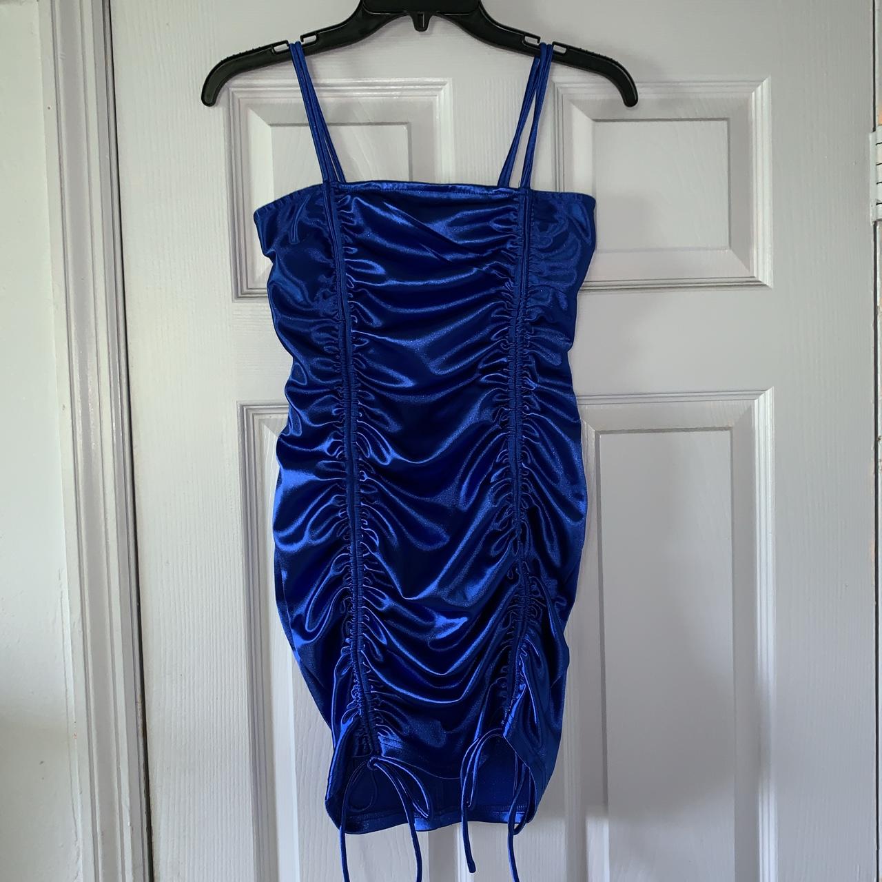 Royal Blue Dress #boohoo #silk #tieup #sexydress - Depop