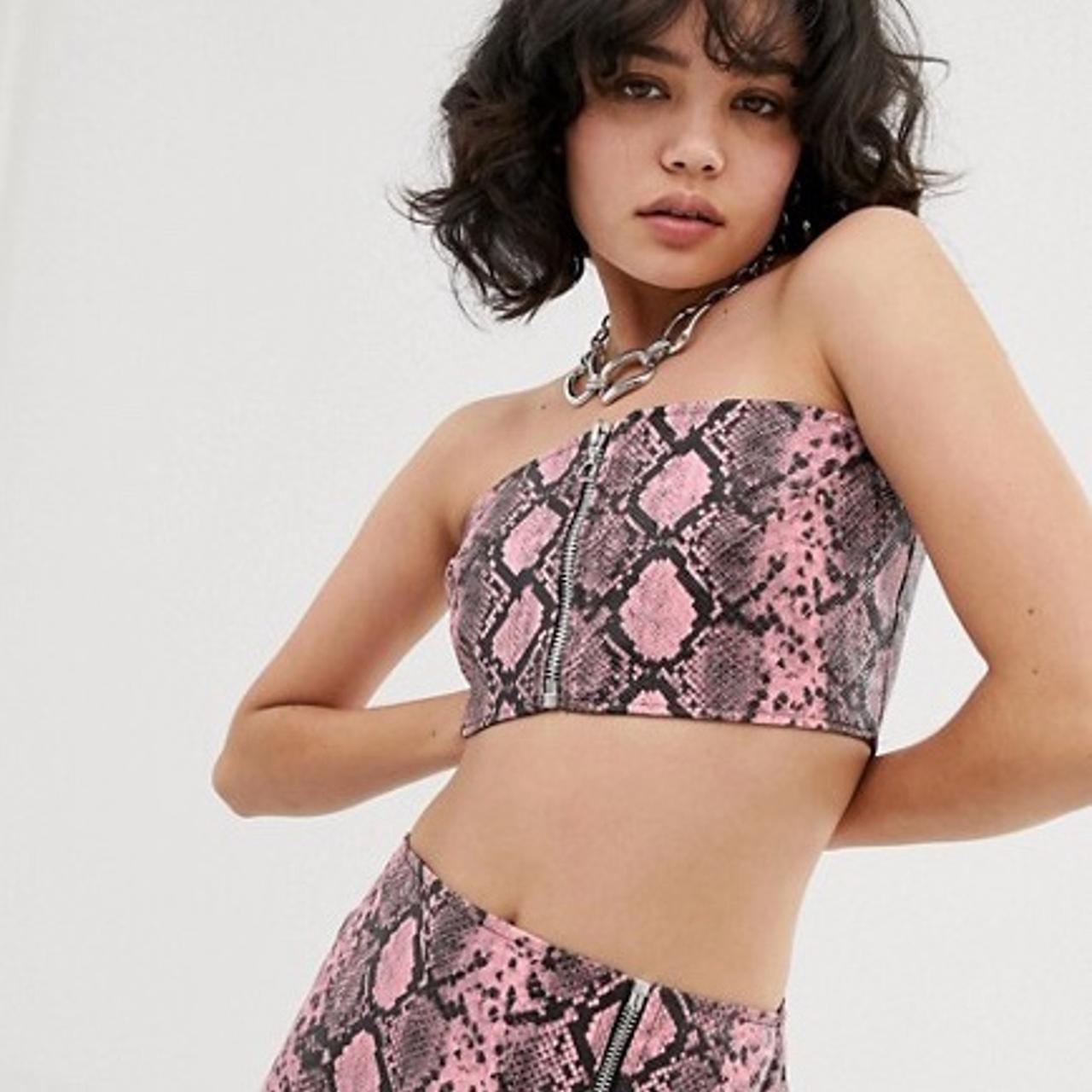 Crop Pink Snake Print Skirt New The Ragged Priest Pink Snake Skin