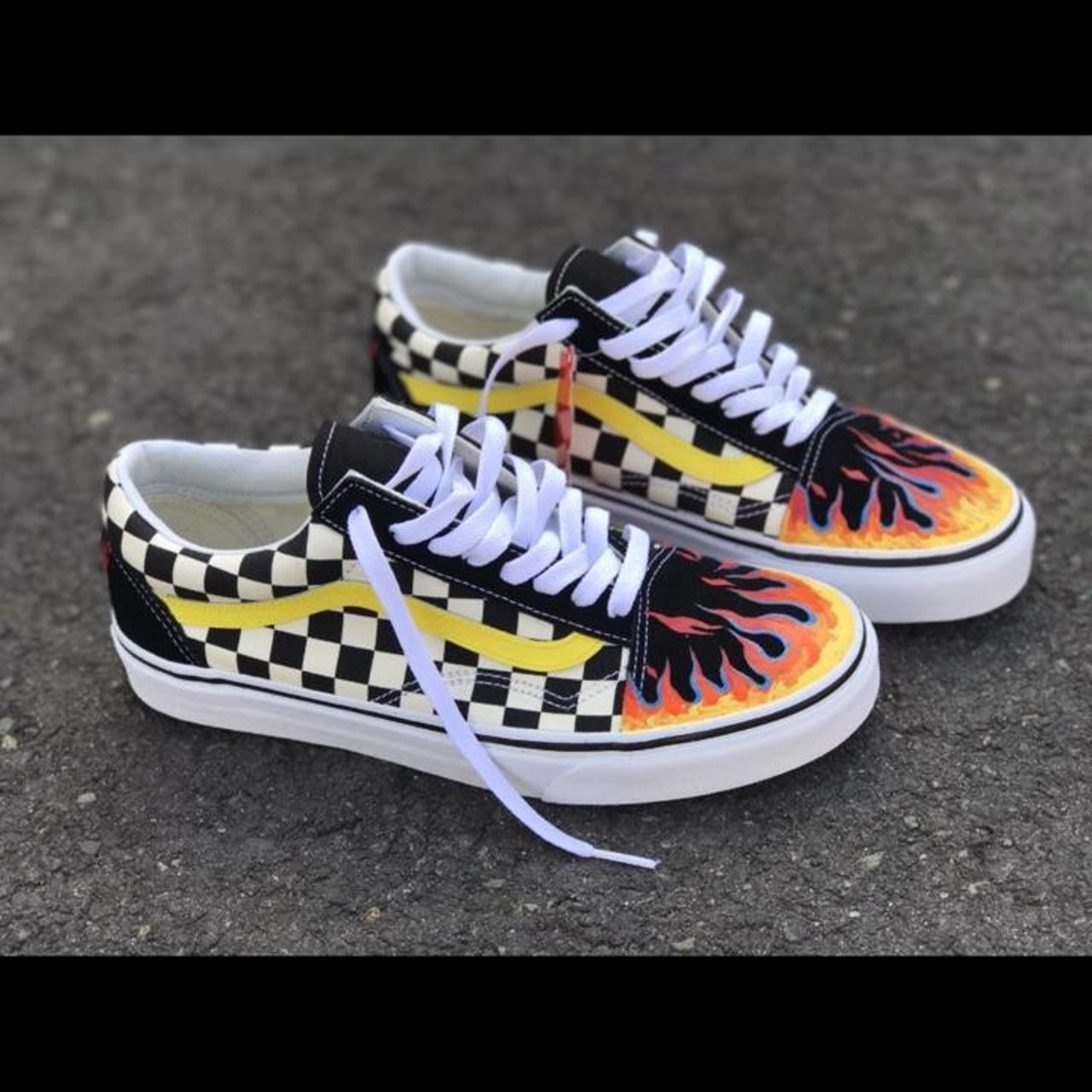 Old skool vans sale yellow checkerboard