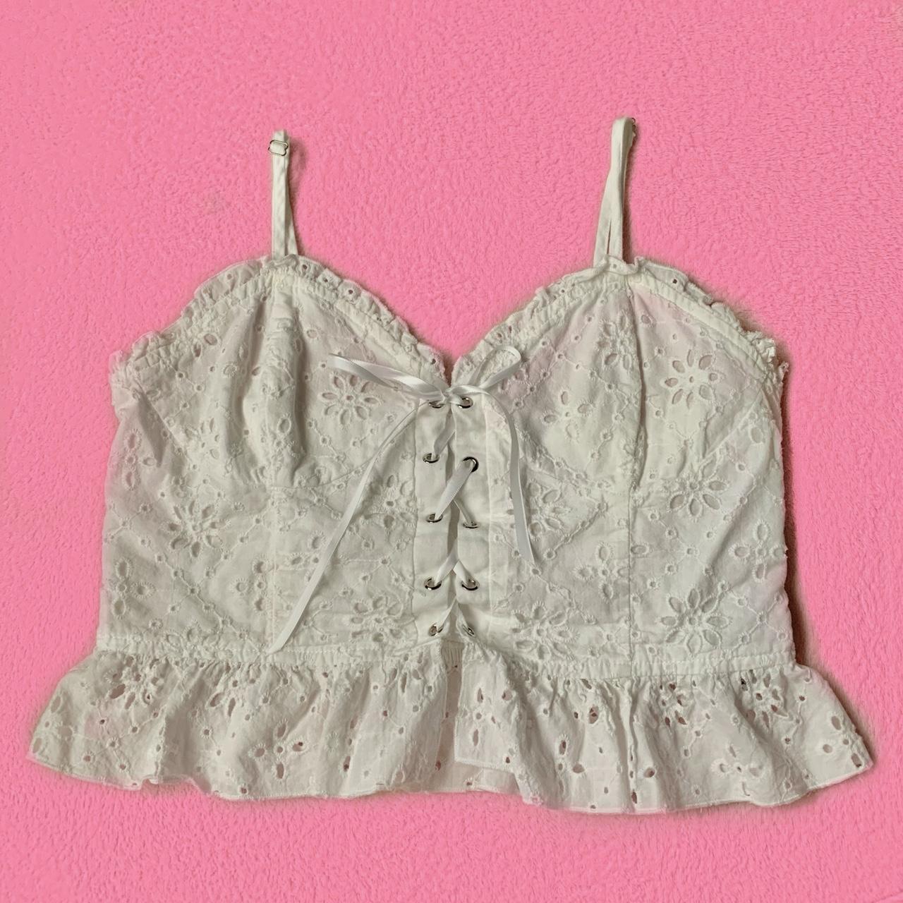 Pink Woven Floral Lace Up Back Crop Top