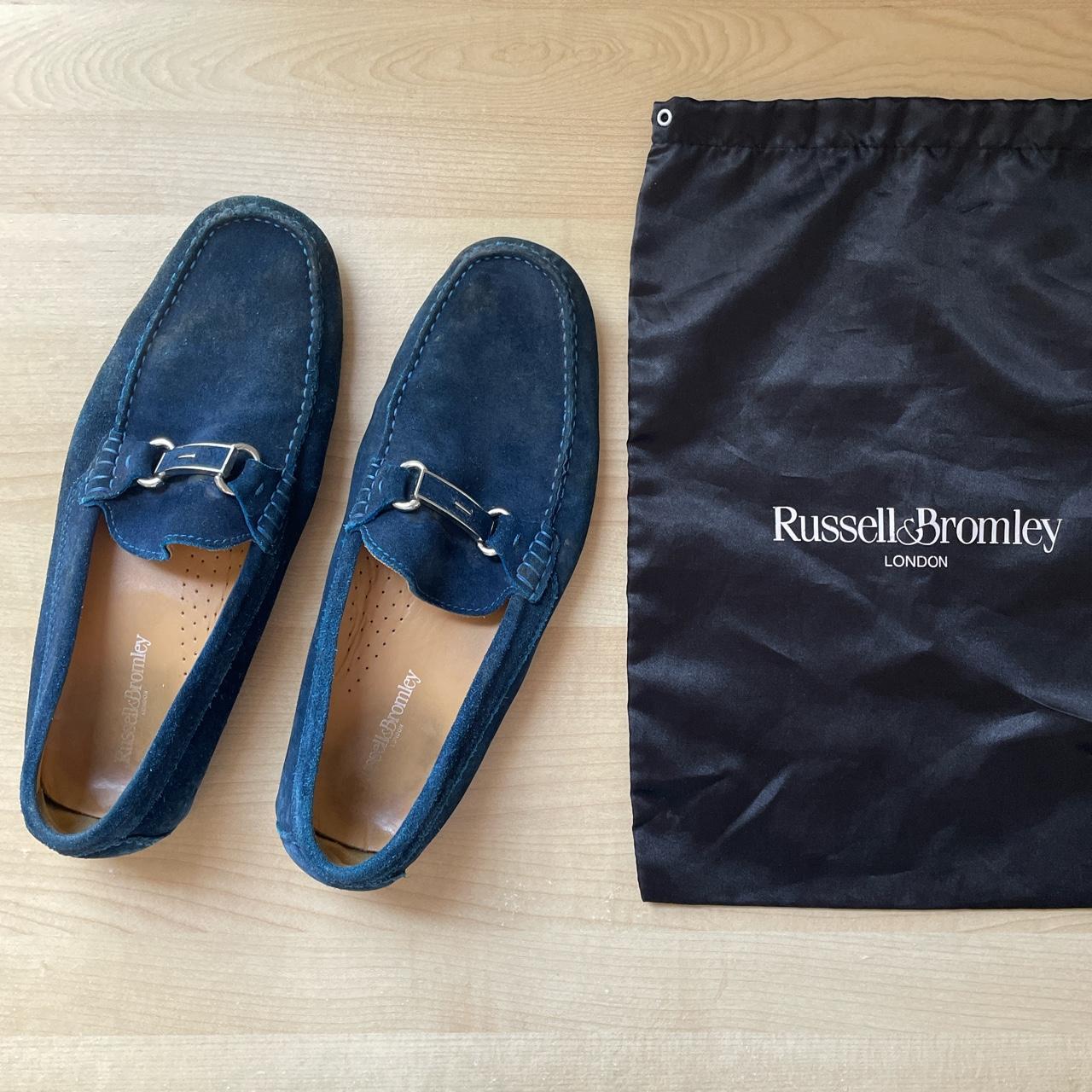 Russell & Bromley Men's Blue and Silver Loafers | Depop