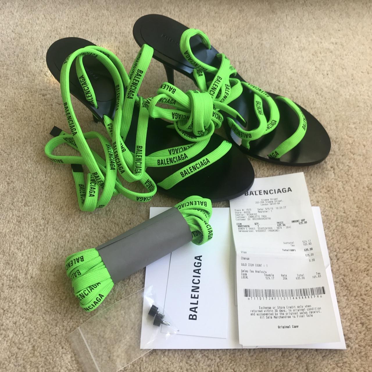 Balenciaga neon lace up sandals Size 6 Brand new Depop