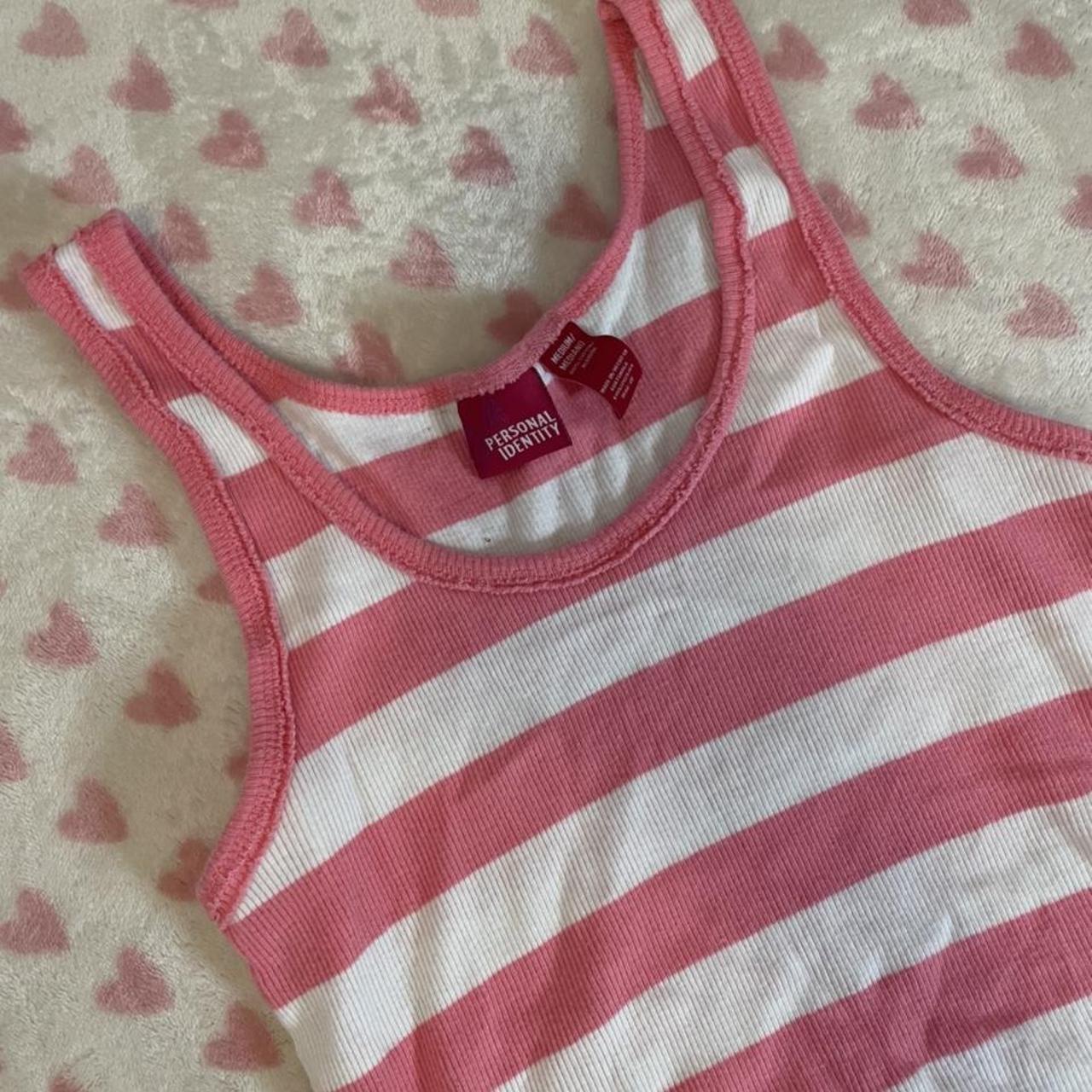Vintage Victoria Secret Pink striped tank top -fits - Depop