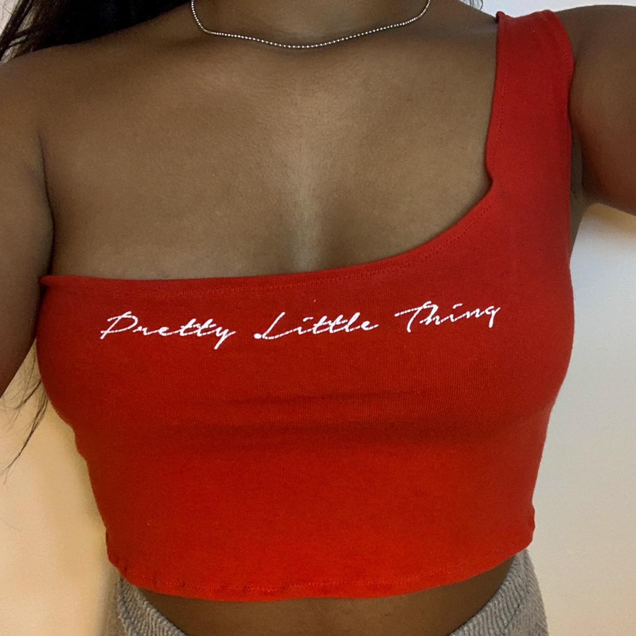 REWORKED pretty little thing red one shoulder... Depop