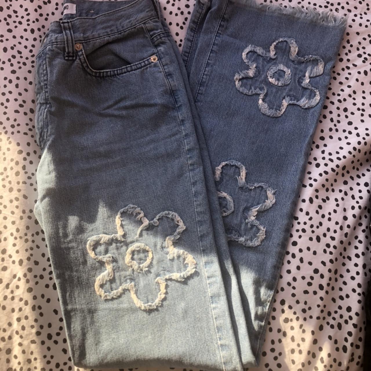 Moschino floral blue jeans These are unreal but... - Depop