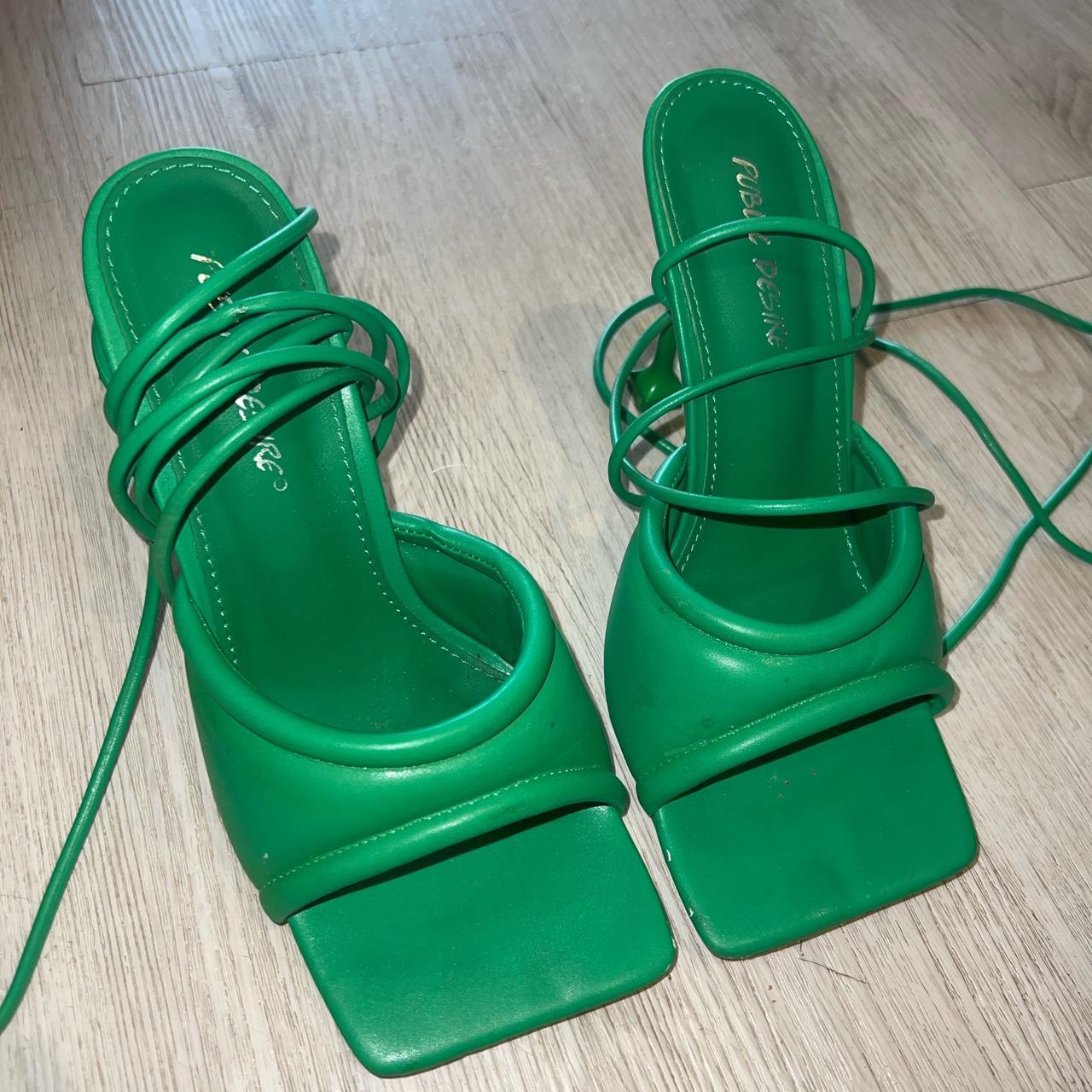 PUBLIC DESIRE green lace up heels, worn twice as you... Depop