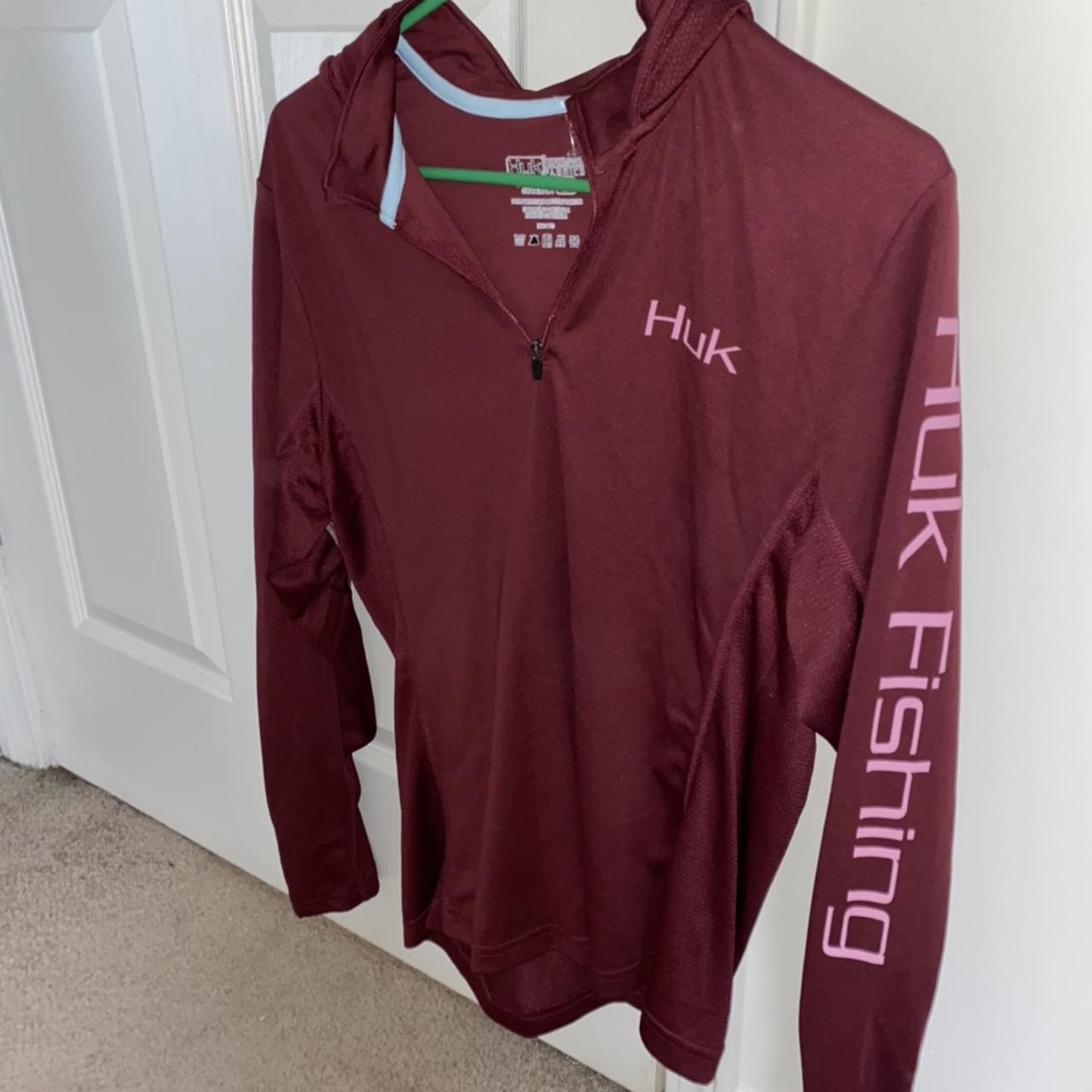 HUK Women's Burgundy Jacket Depop