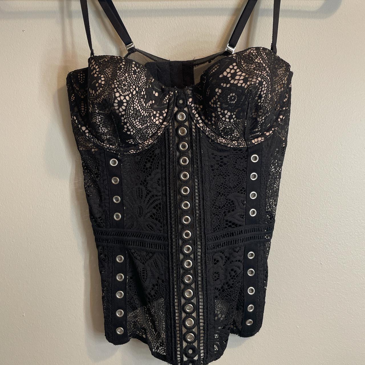 Victoria’s Secret black grommet grunge corset /... - Depop