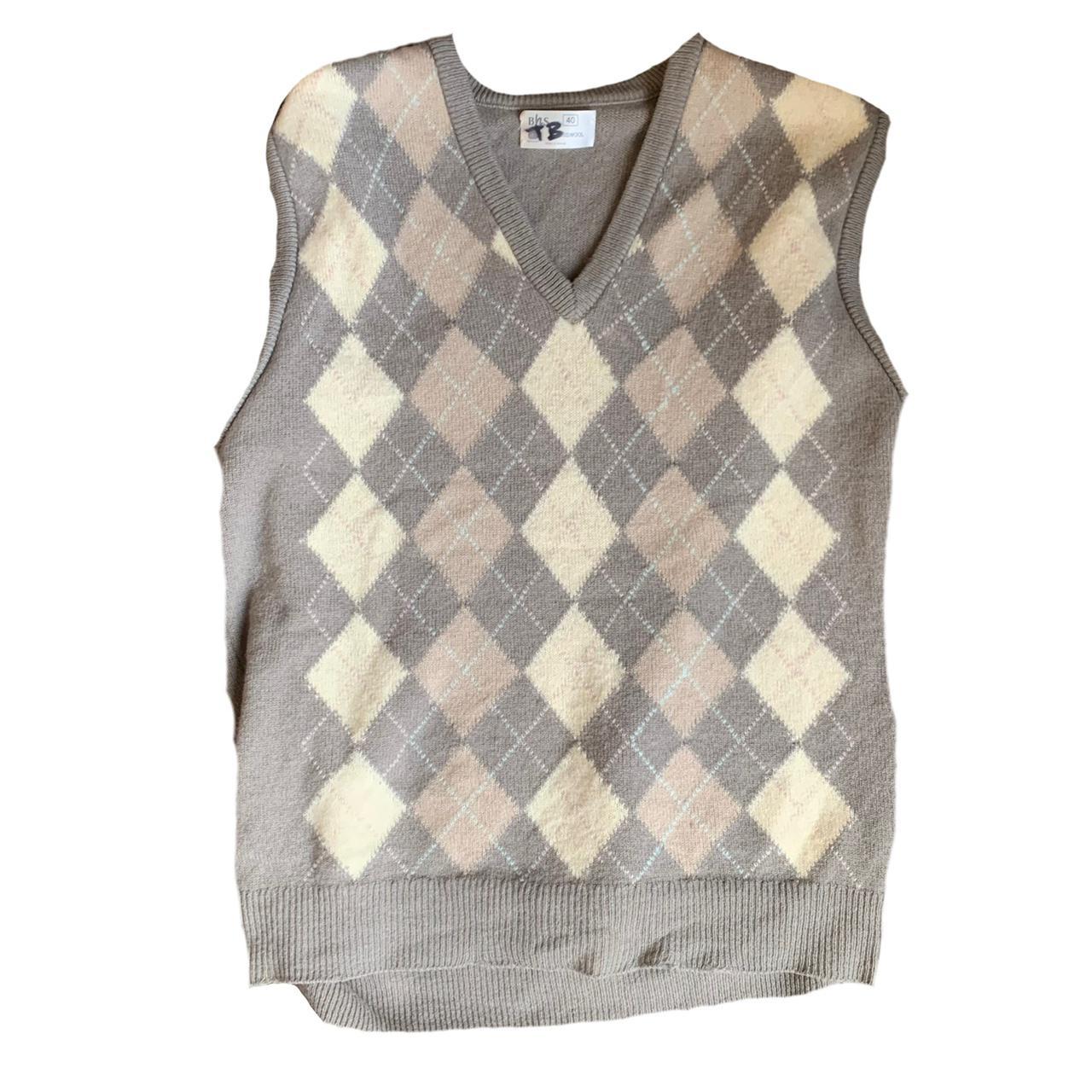 BHS Women's Cream and Brown Vest Depop