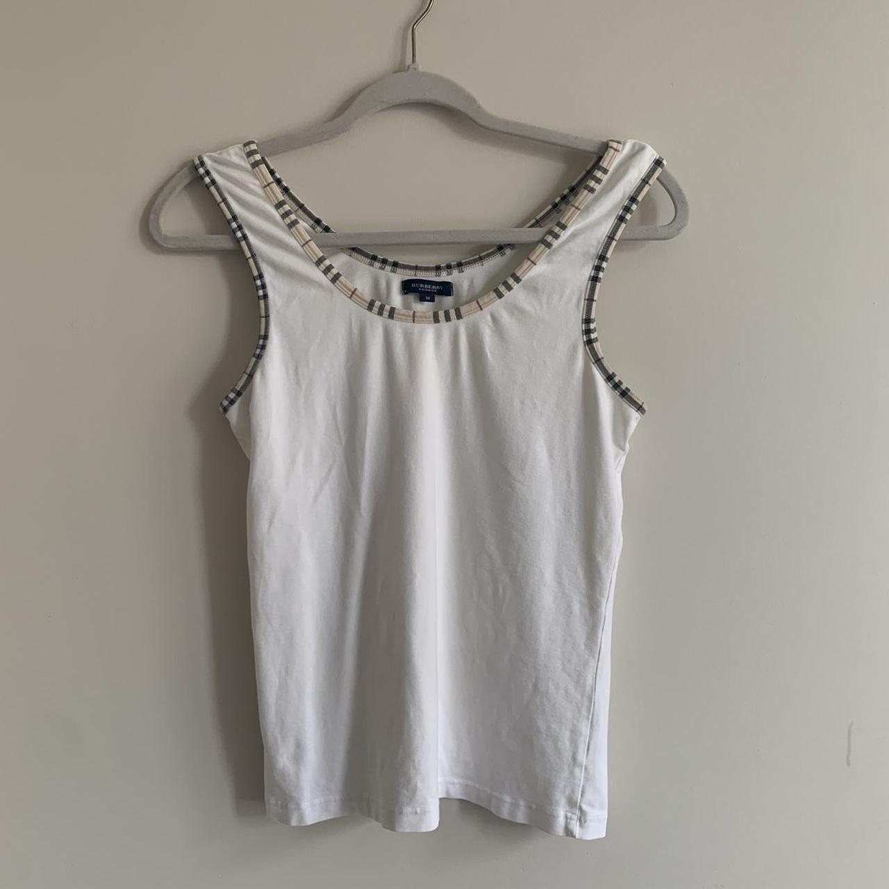 Burberry Women's Cream and White Vest Depop