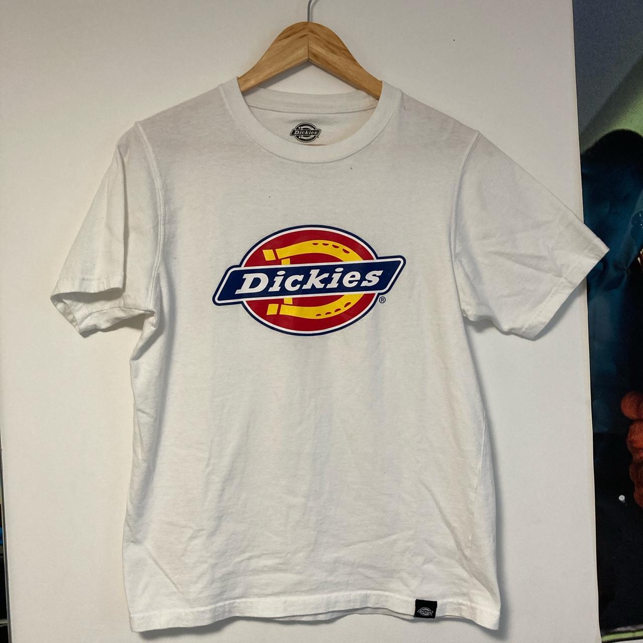 Small men’s dickies white plain logo t shirt... - Depop