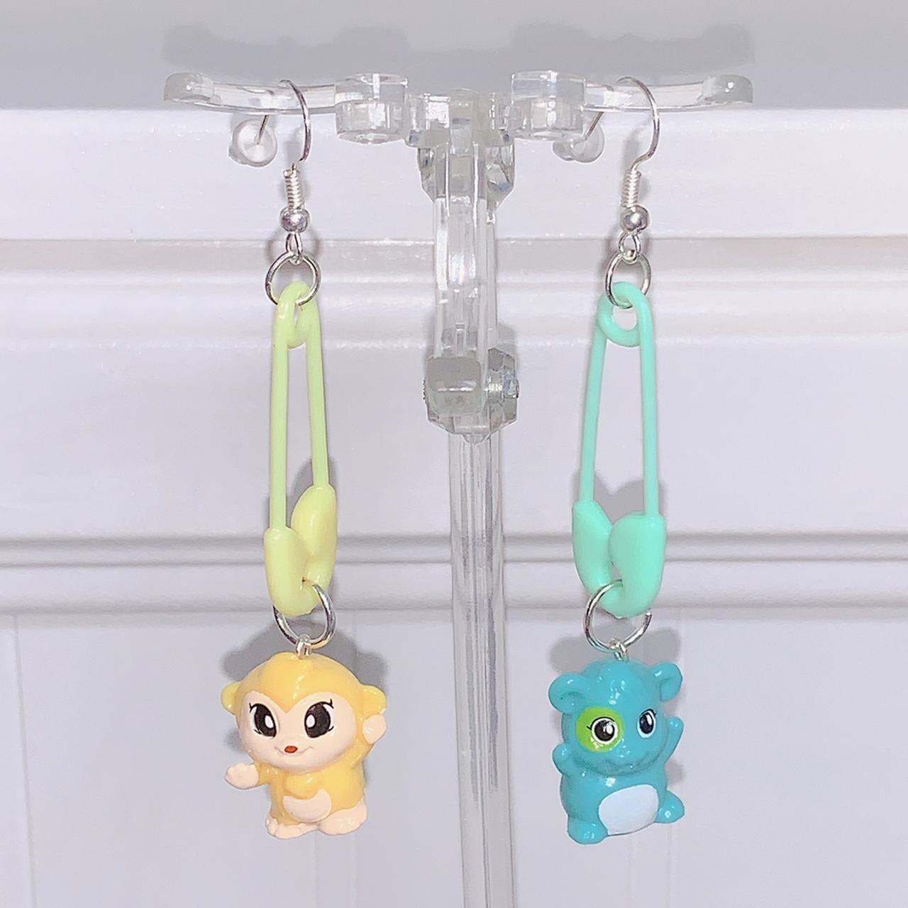 squinkies earrings: monkey and hamster squinkies... - Depop