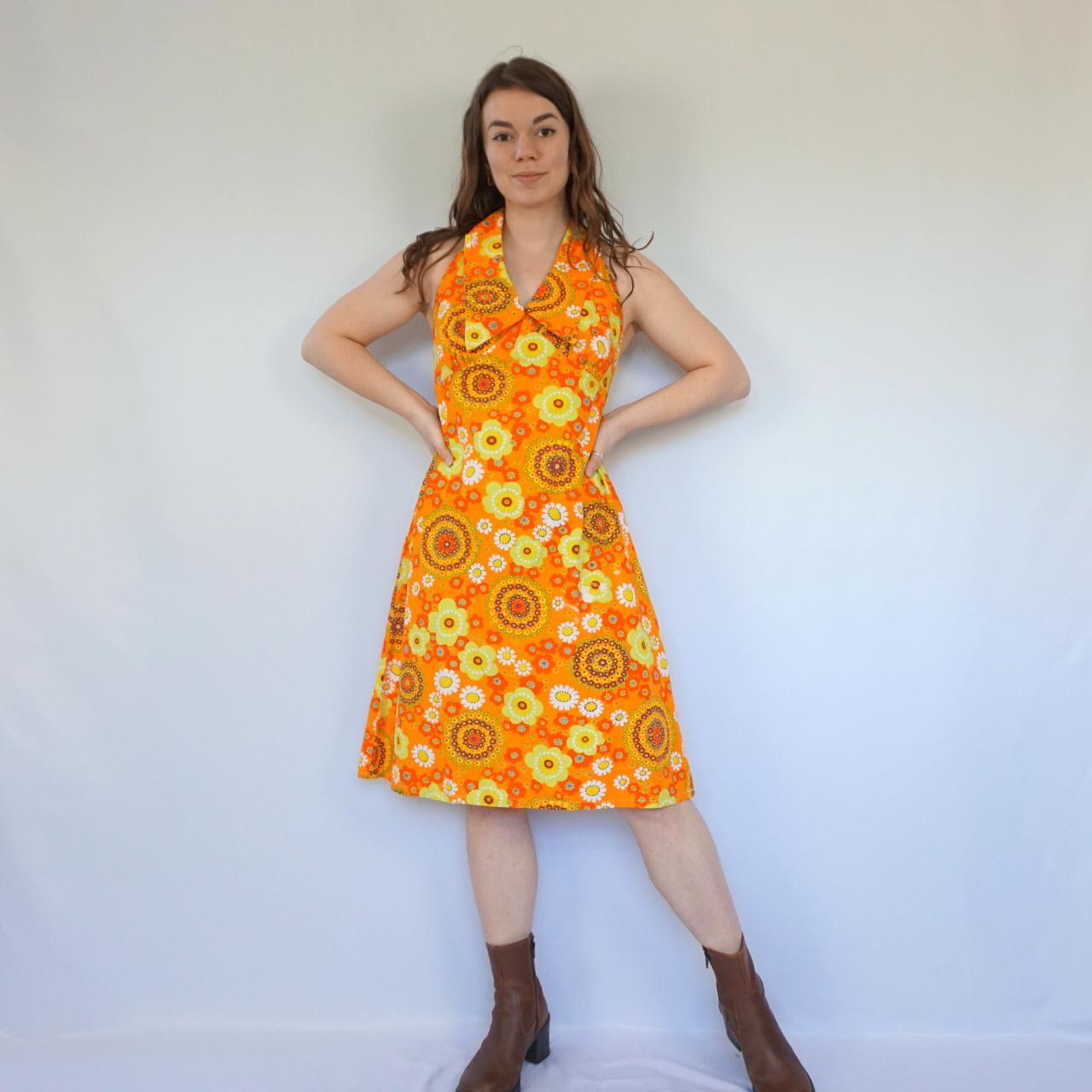 Vintage flower power dress - amazing 70s bright... - Depop