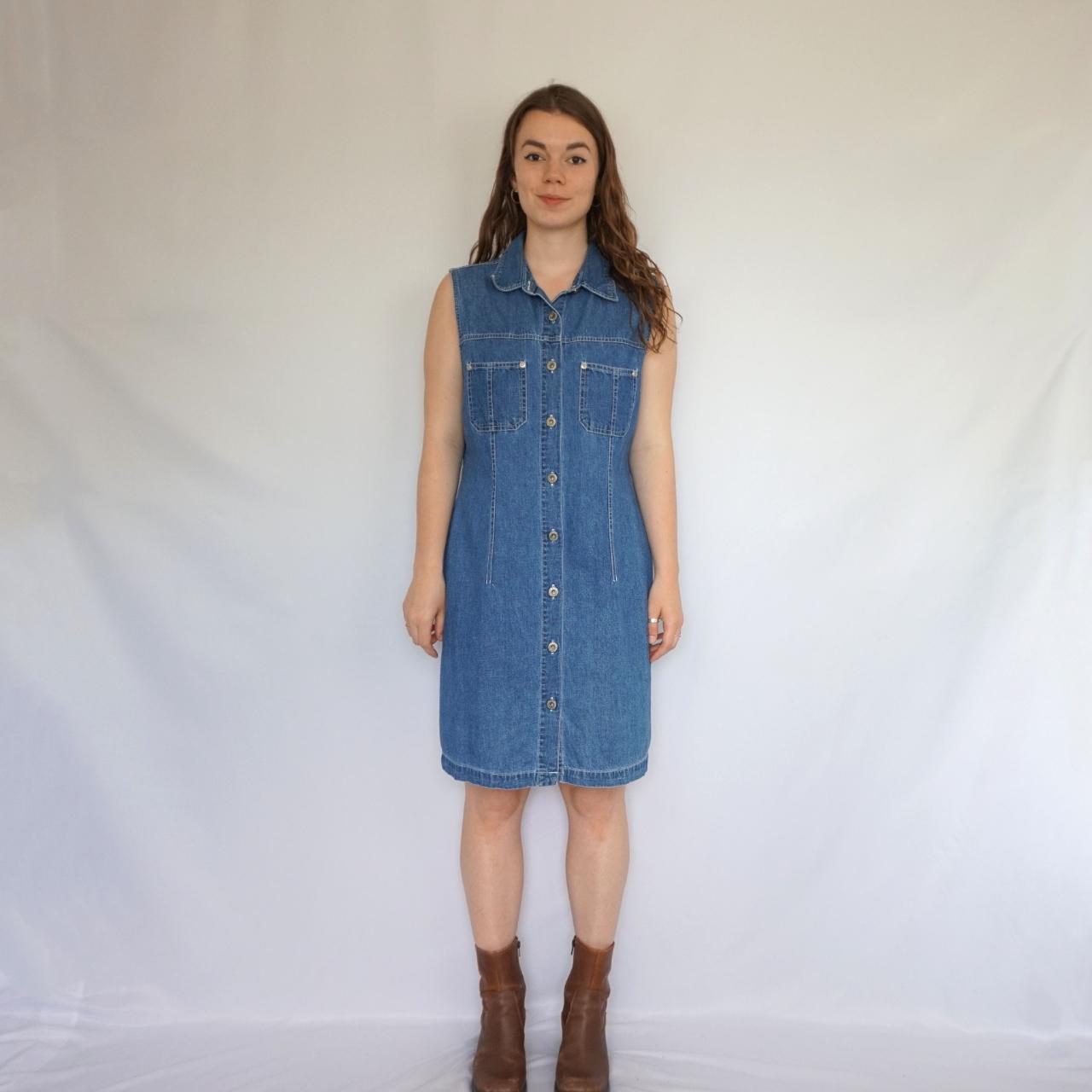 Vintage blue denim dress - 90s blue shirt style mini... - Depop