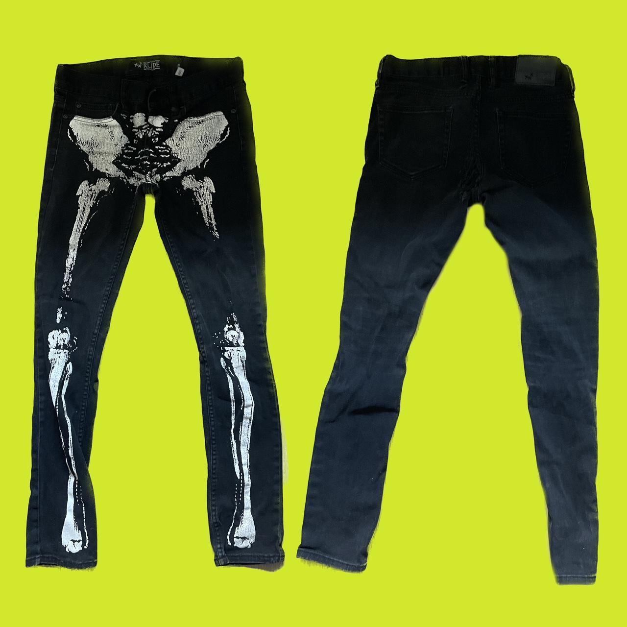 RUDE Black Skeleton Skinny Jeans