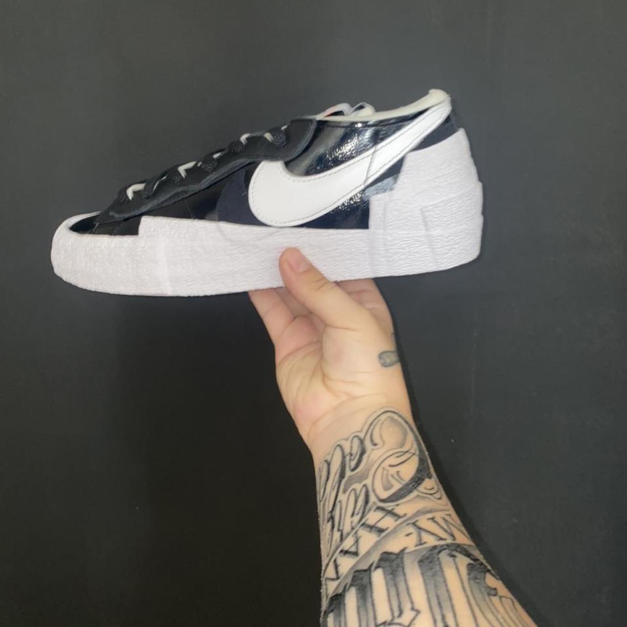 nike sacai blazer black white