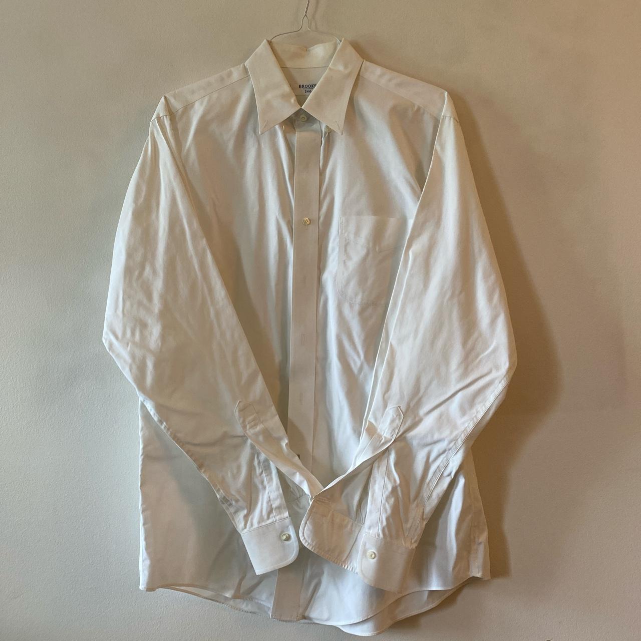 brooks brothers button down, white, really good... - Depop