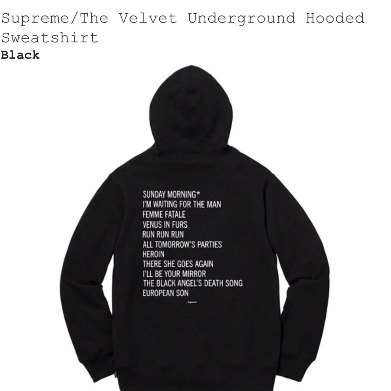 Supreme Velvet underground sweatshirt hooded, Cond....