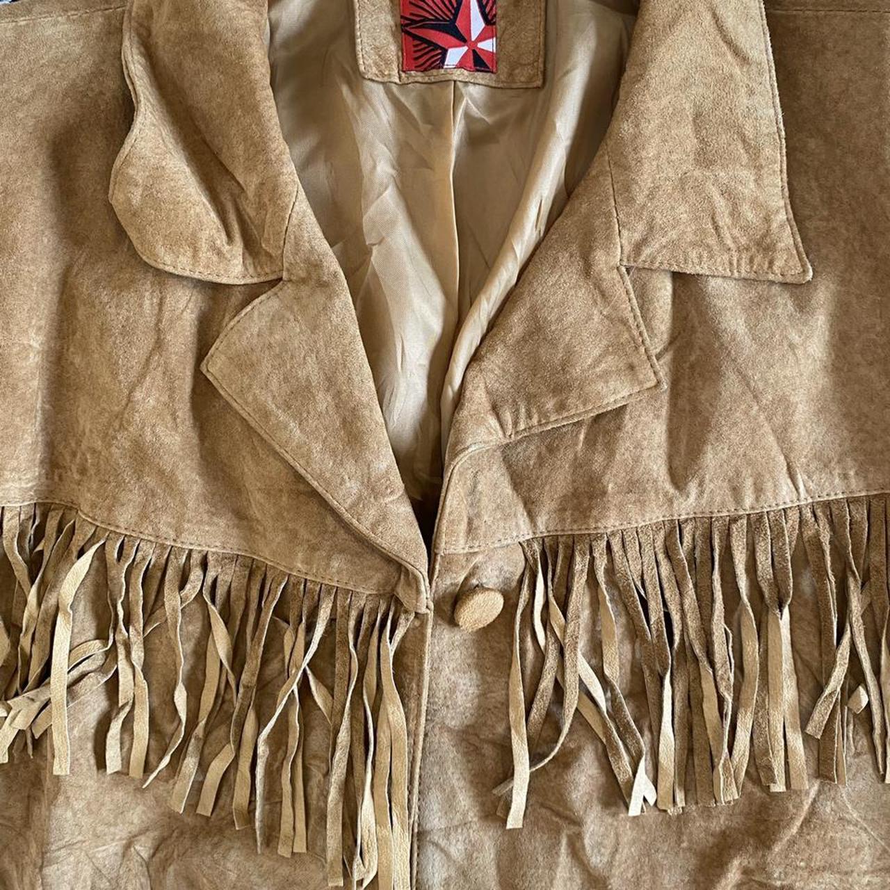 Suede Fringe Jacket Western Leather Jacket Vintage... Depop
