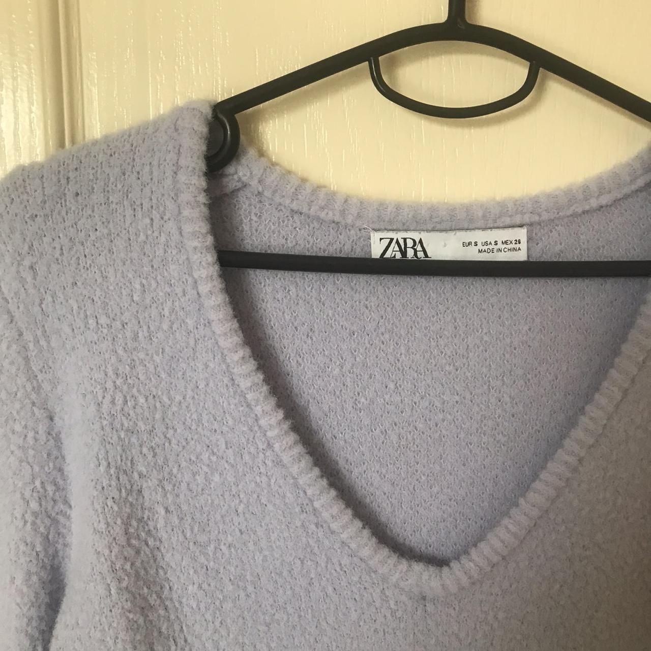 Zara Lavender Fluffy Jumper Size S - Depop