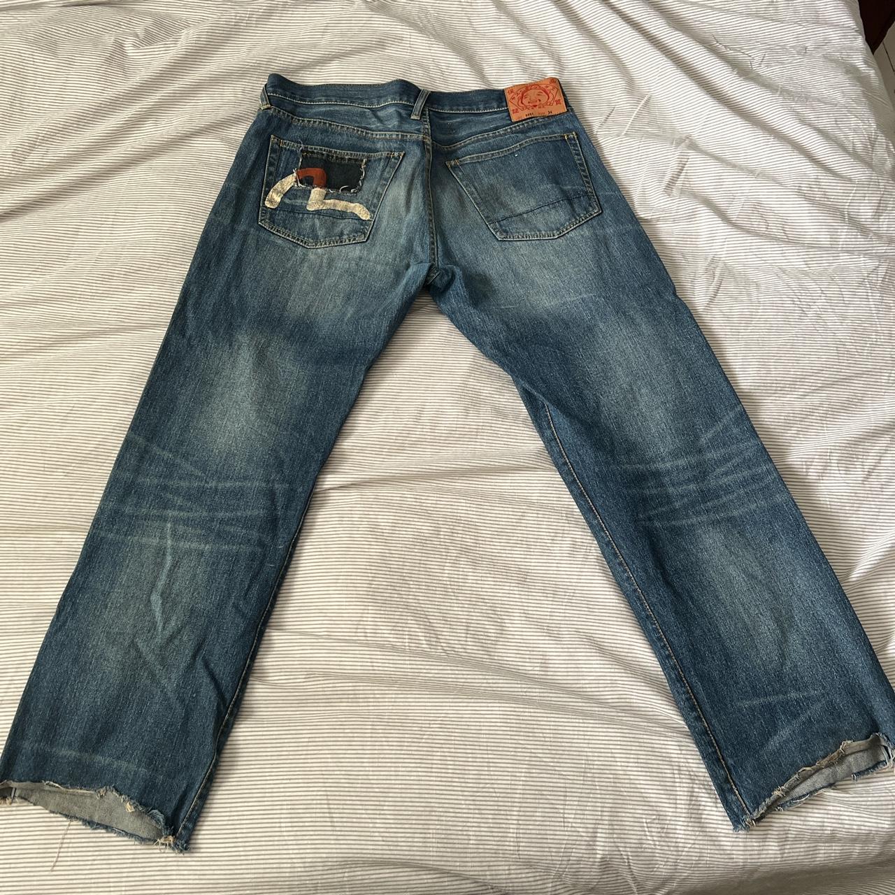 vintage rare evisu jeans regular/baggy fit 34/32... - Depop