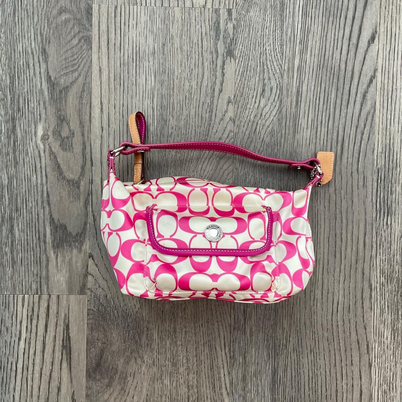 pink and cream coach purse