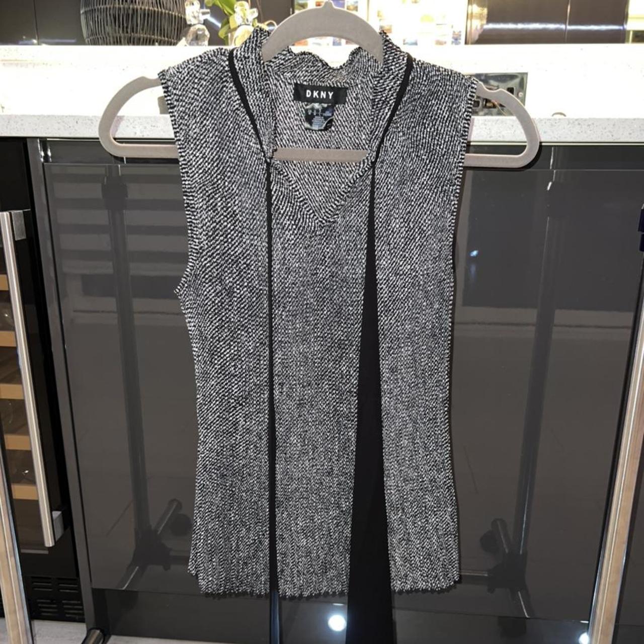 DKNY Women's Black and Grey Vest Depop