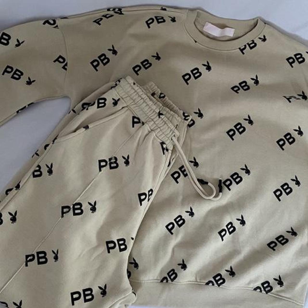 Playboy x Missguided tan tracksuit set Jumper and. Depop