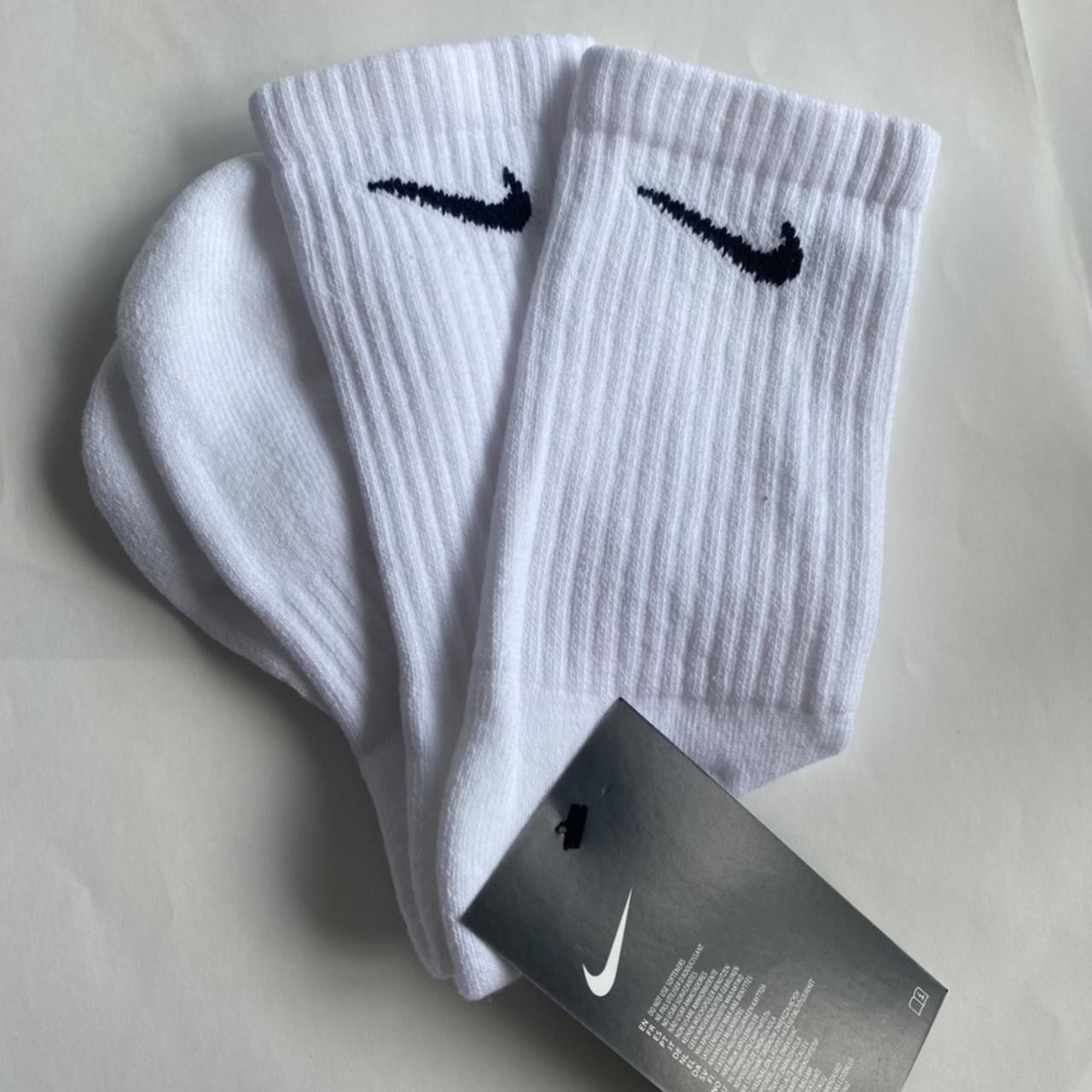 White Nike Socks Everyday Cushioned Crew ️ Classic... - Depop