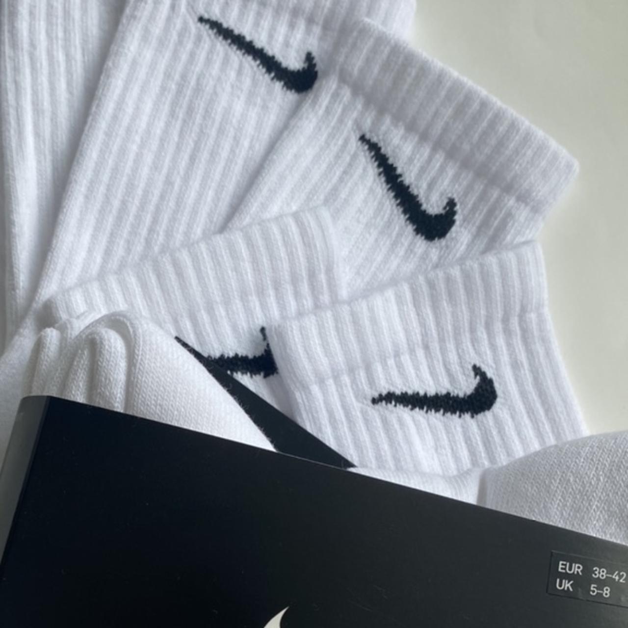 White Nike Socks Everyday Cushioned Crew ️ Classic... - Depop