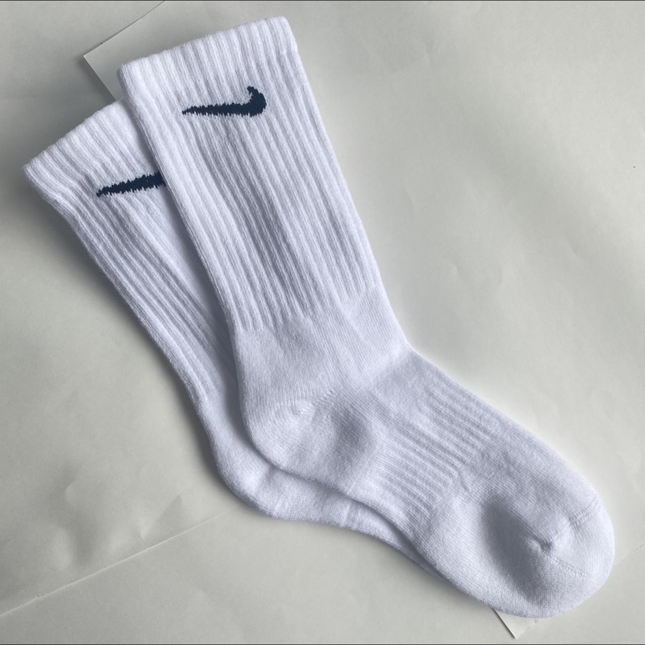 White Nike Socks Everyday Cushioned Crew ️ Classic... - Depop