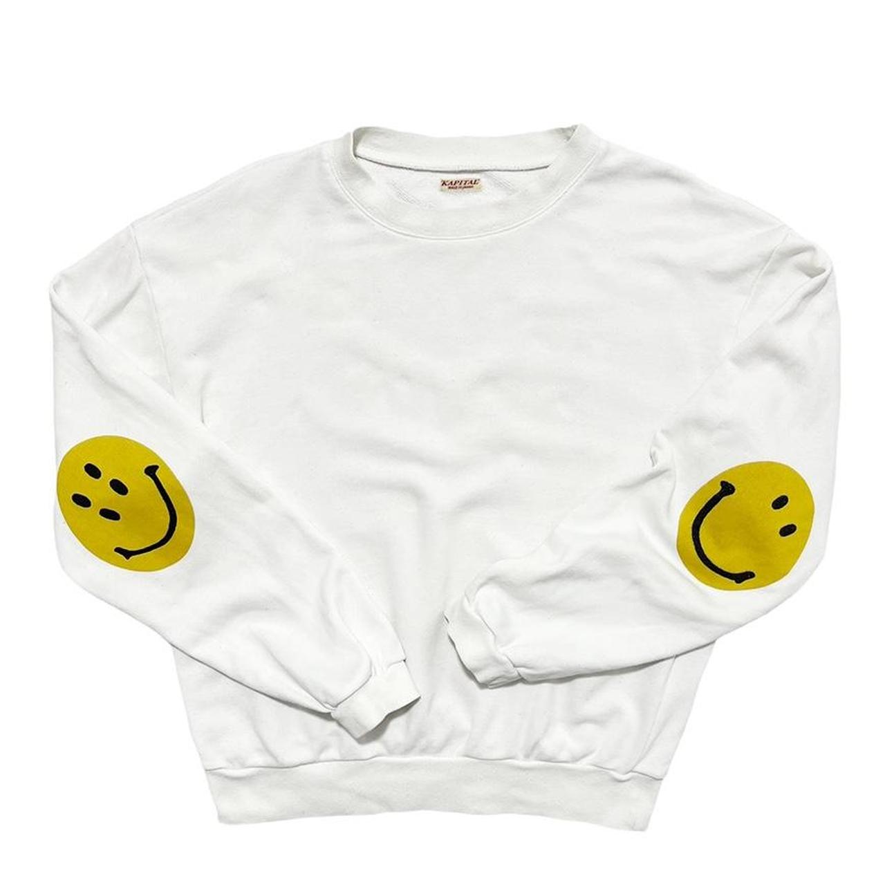 Kapital Smiley Face Pullover White Crewneck... - Depop